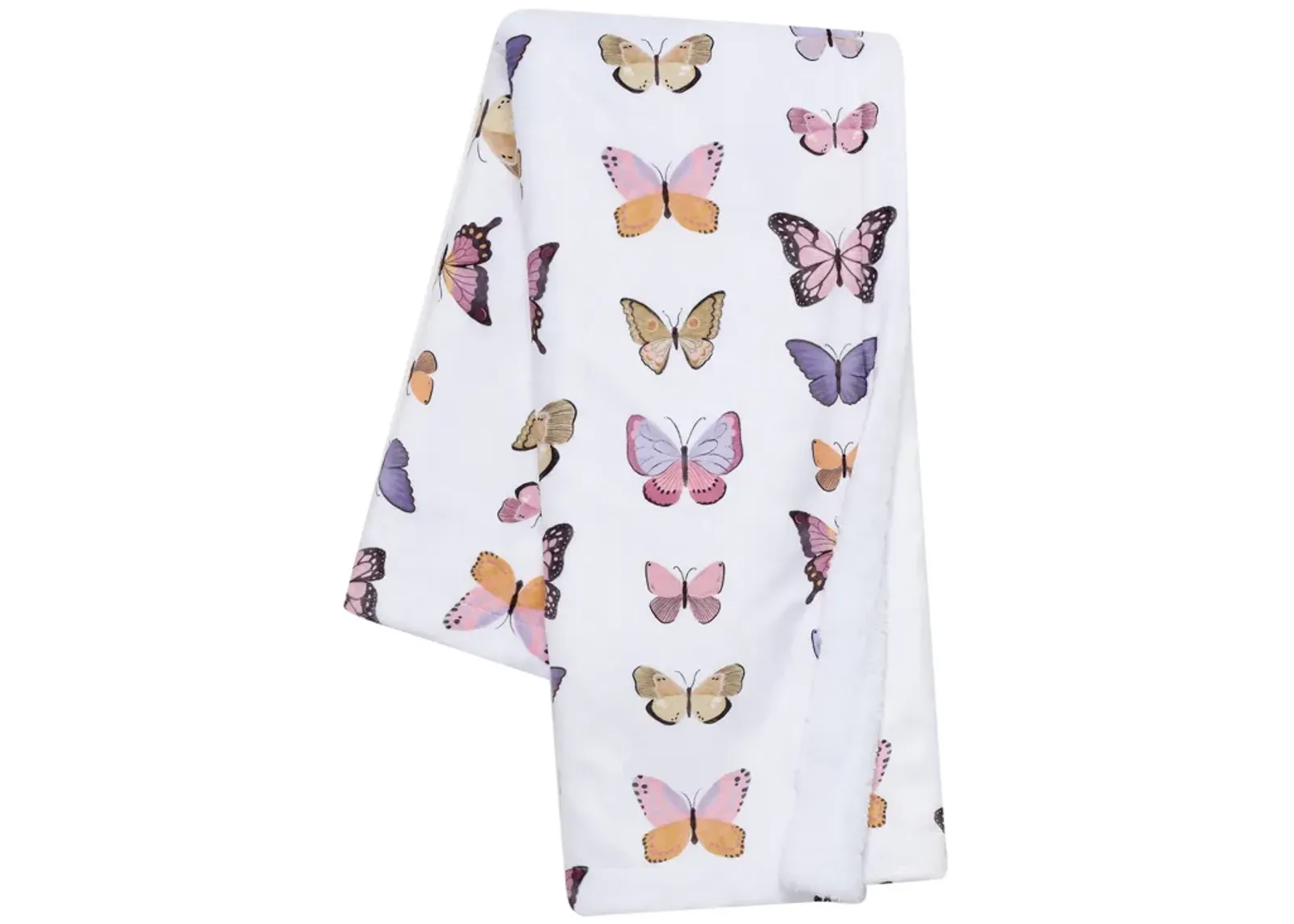 Lambs & Ivy Butterfly Dreams Ultra-Soft Fleece/Faux Shearling Baby Blanket