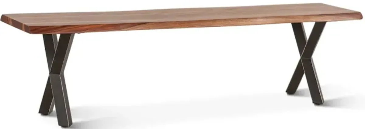 World Interiors Elliston 68 Dining Bench in Sheesham and Matte Black Iron