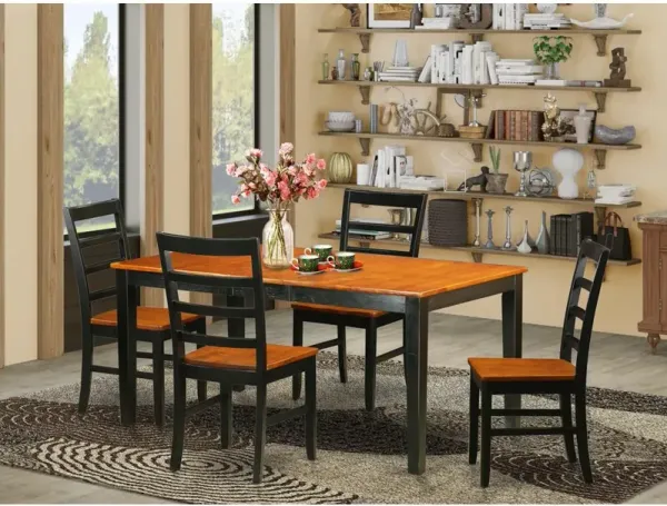 5 Pc Dining room set for 4-Table with Leaf and 4 Wood Kitchen Dining Chairs