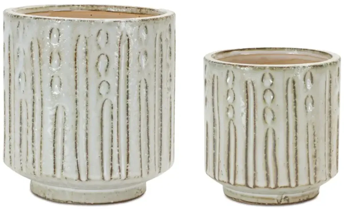 Distressed Clay Cream Planter (Set of 2)