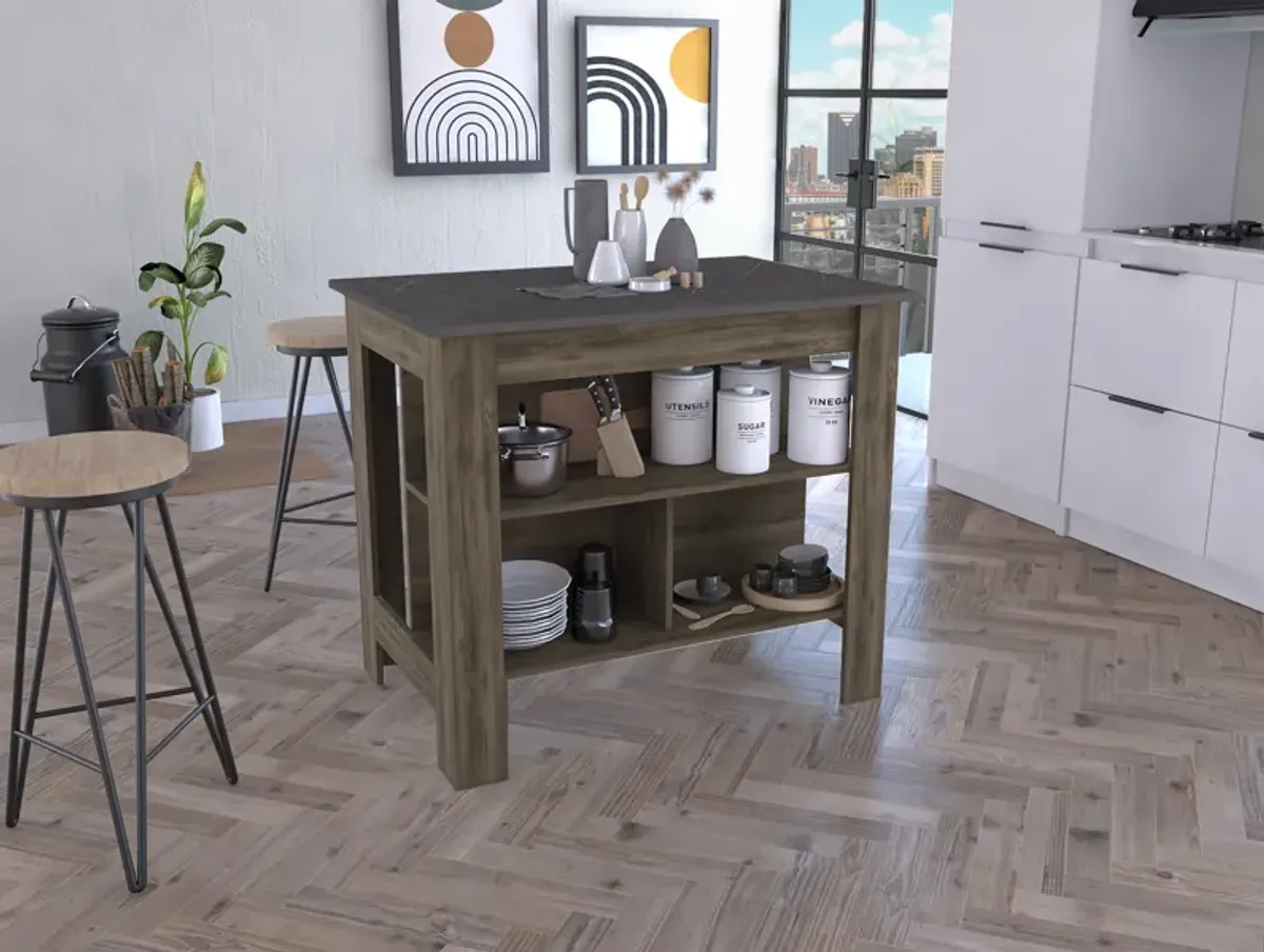 Kitchen Island Dozza, Kitchen, Dark Brown / Onyx