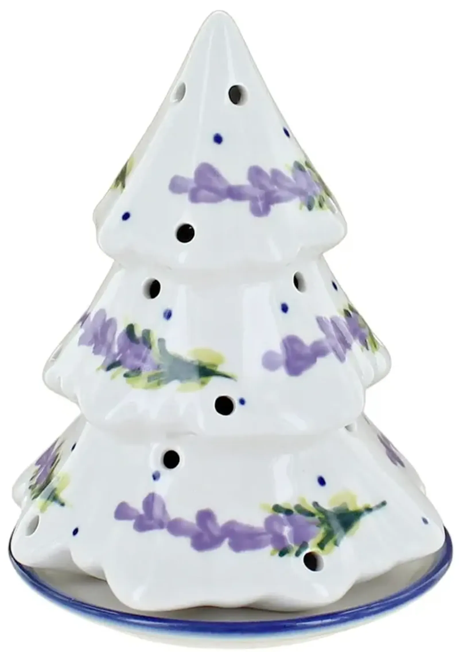 Blue Rose Polish Pottery Berry Christmas Tree Luminary