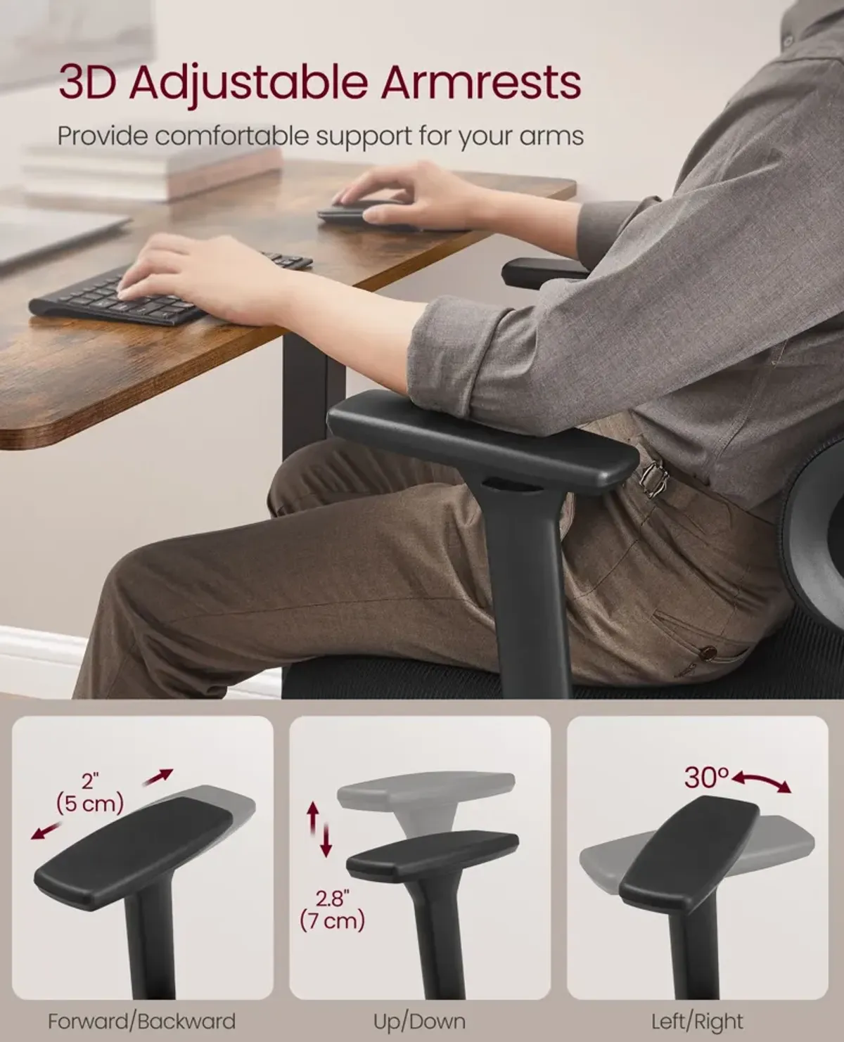 Adjustable Ergonomic Office Chair with Headrest and Armrests for Maximum Comfort