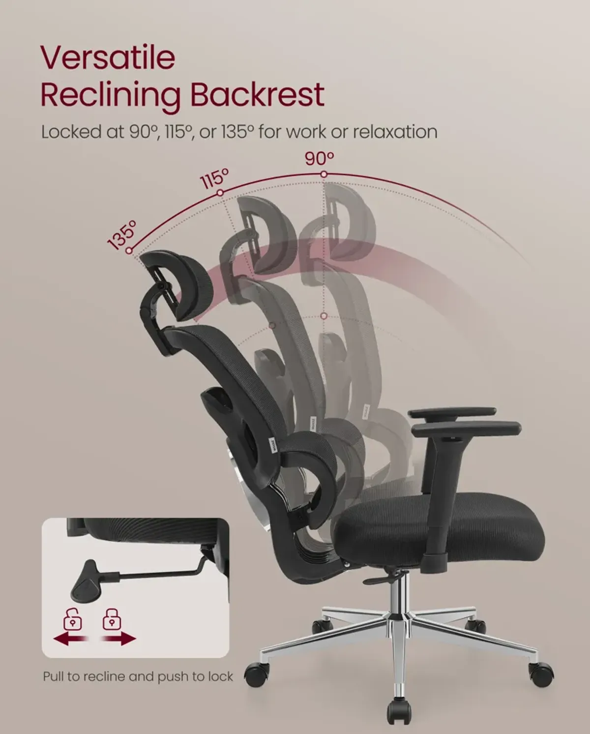 Adjustable Ergonomic Office Chair with Headrest and Armrests for Maximum Comfort