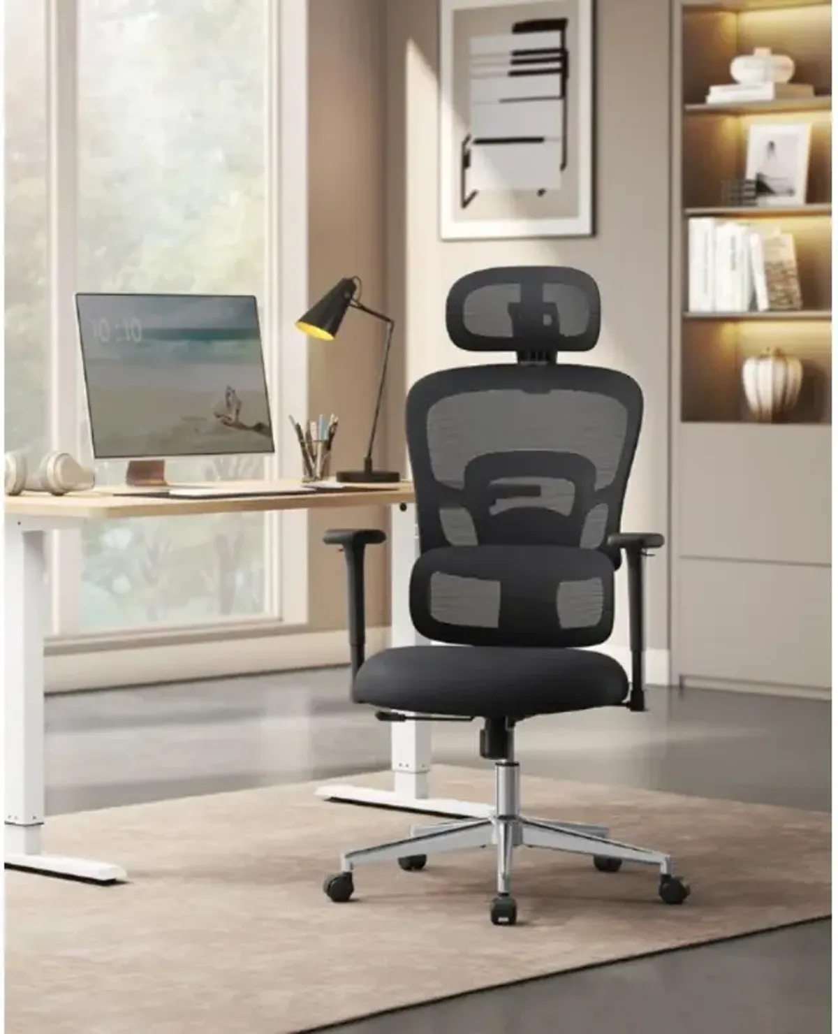 Adjustable Ergonomic Office Chair with Headrest and Armrests for Maximum Comfort