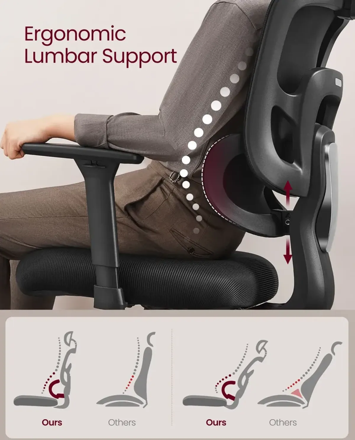 Adjustable Ergonomic Office Chair with Headrest and Armrests for Maximum Comfort