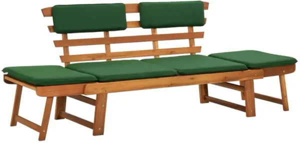 vidaXL Garden Bench with Cushions 2-in-1 74.8" Solid Acacia Wood