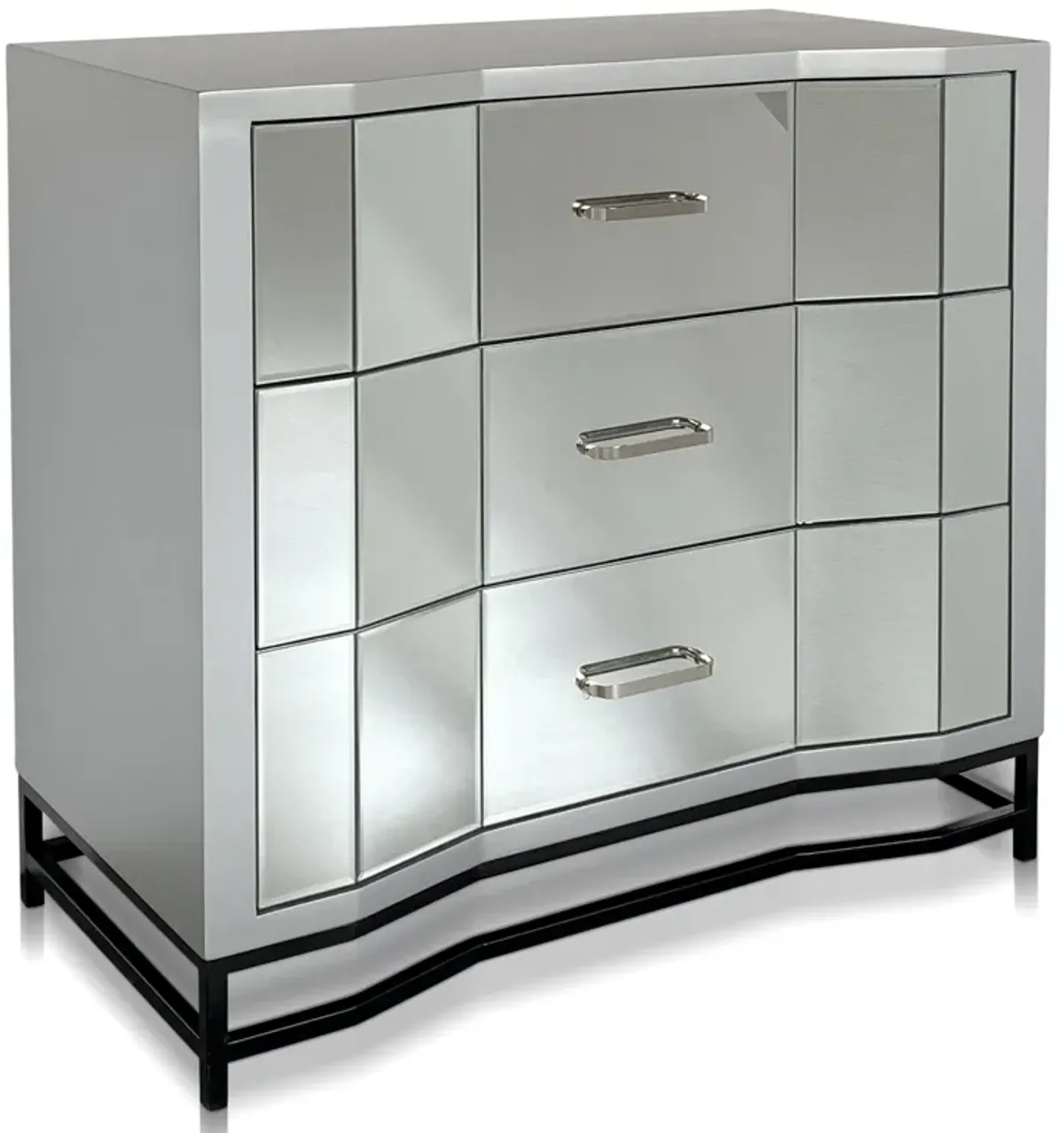 Mirror & Black Satin Cabinet