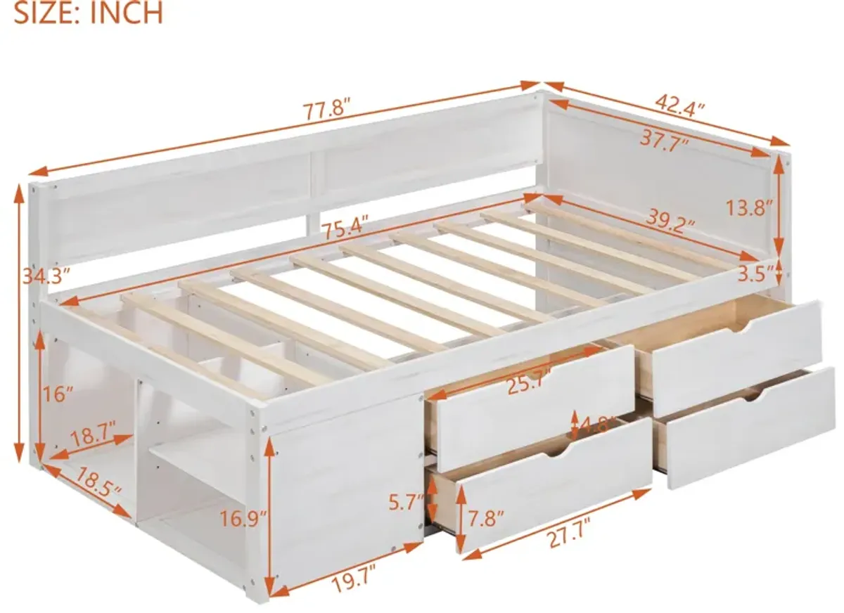 Merax Daybed with Drawers and Shelves