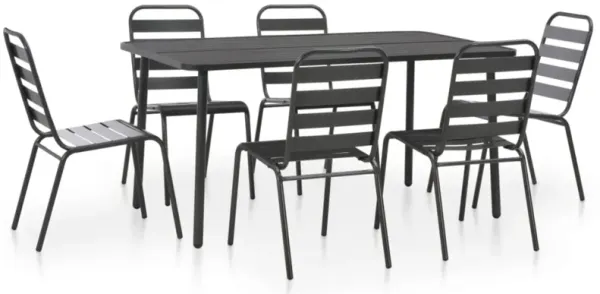 vidaXL 7 Piece Outdoor Dining Set Steel Dark Gray
