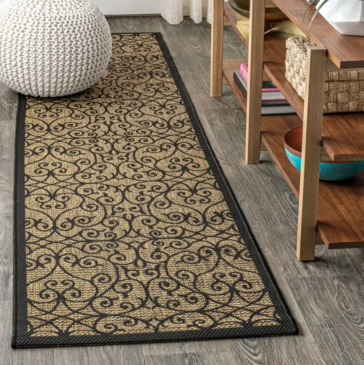 Madrid Vintage Filigree Textured Weave Indoor/Outdoor Runner Rug