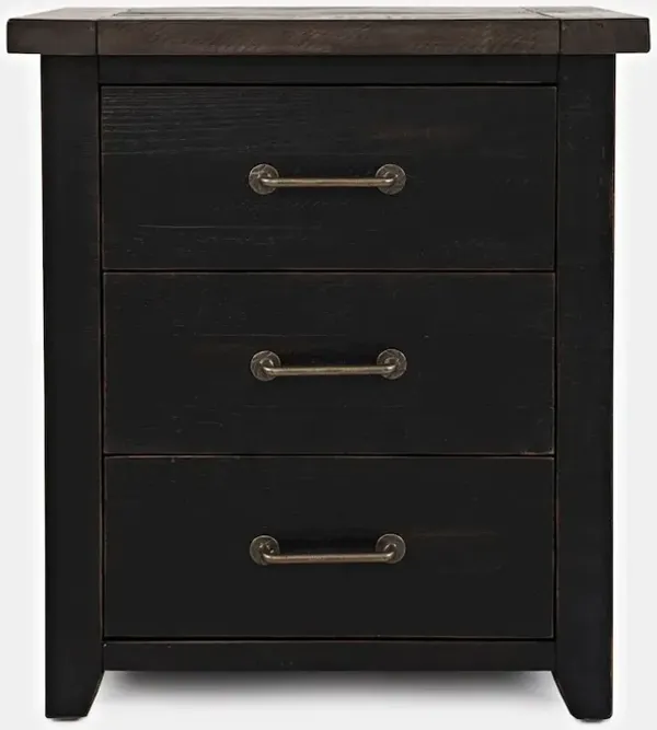 Jofran Madison County Rustic Reclaimed Solid Wood Farmhouse USB Charging Nightstand