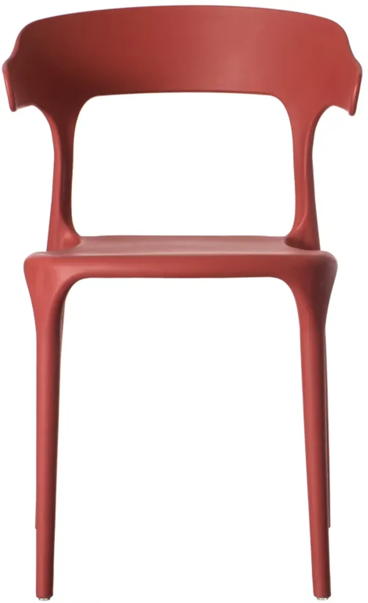 Modern Plastic Outdoor Dining Chair with Open U Shaped Back, Red