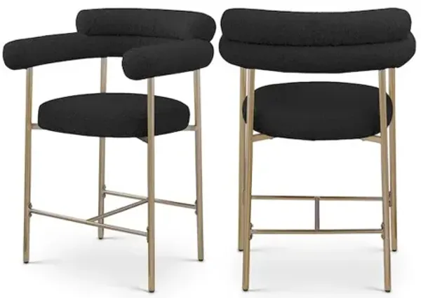 Meridian Furniture Blake Boucle Fabric Counter Stool, Set of 2