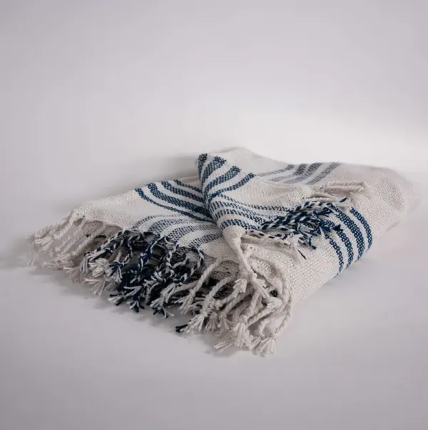Coastal Blue/Sandy Ivory 50" x 60" Throw Blanket