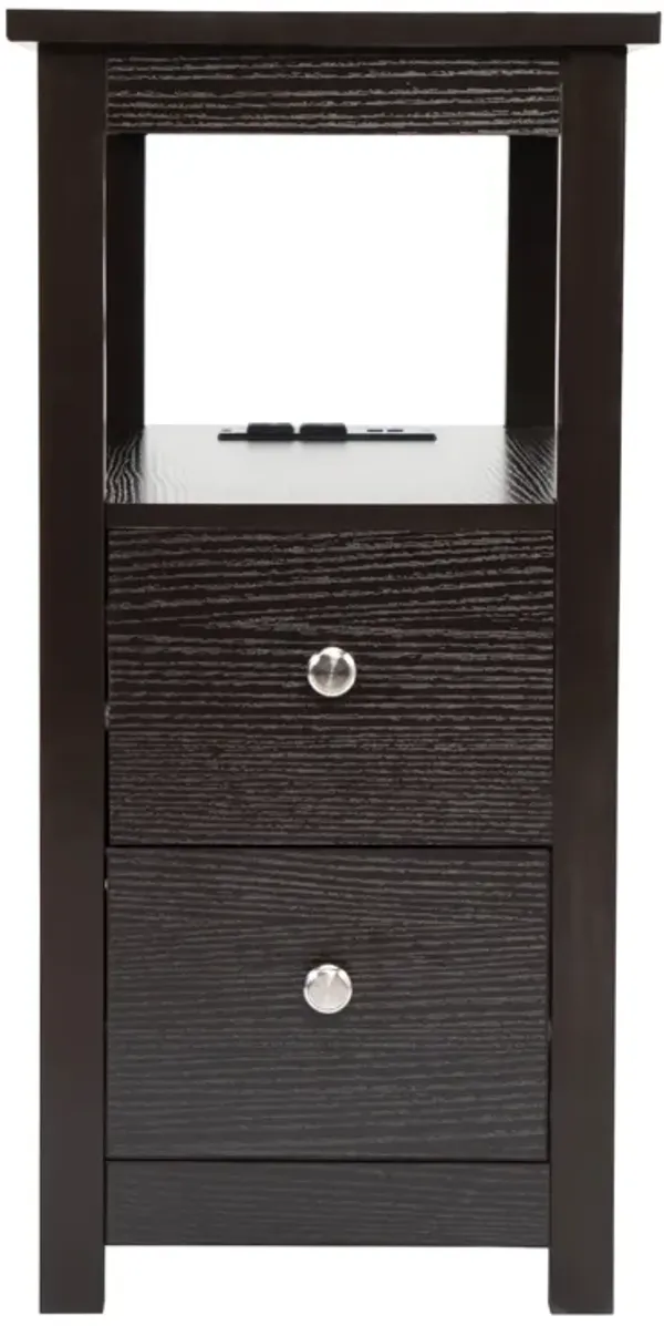 Transitional Nightstand with USB Charging & Storage