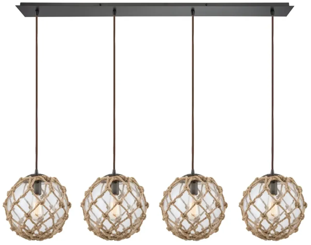 Coastal Inlet Clear 4-Light Linear Pendant