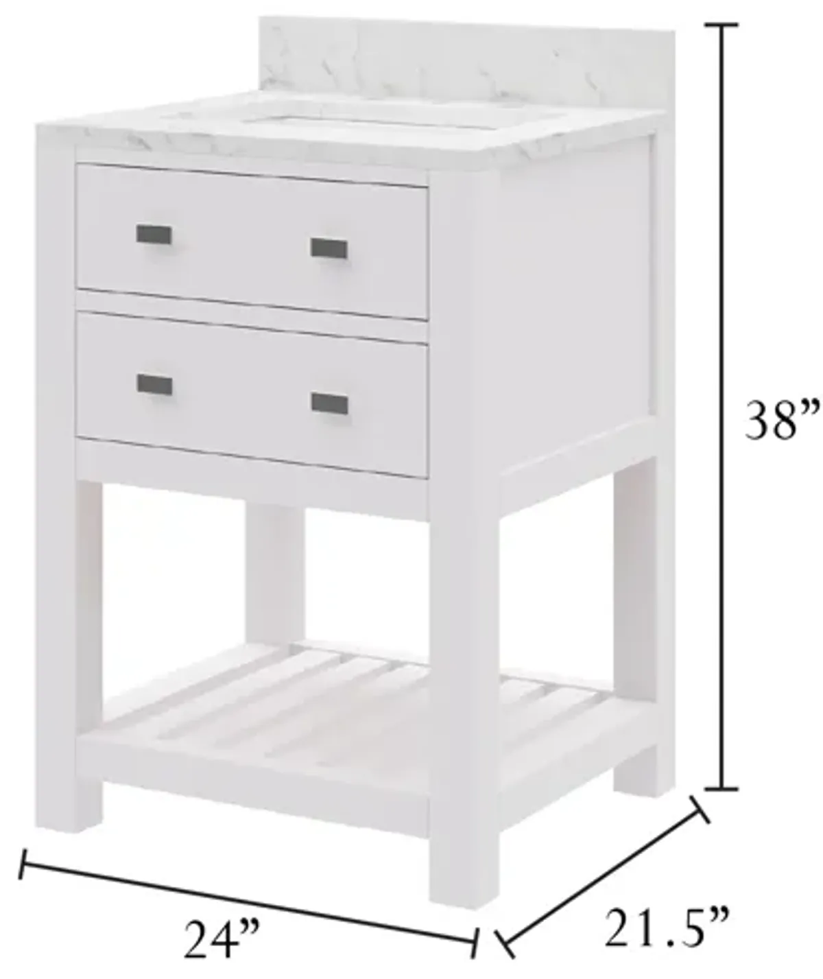 Madalyn 24 In. Single Sink Carrara White Marble Countertop Bath Vanity in Pure White