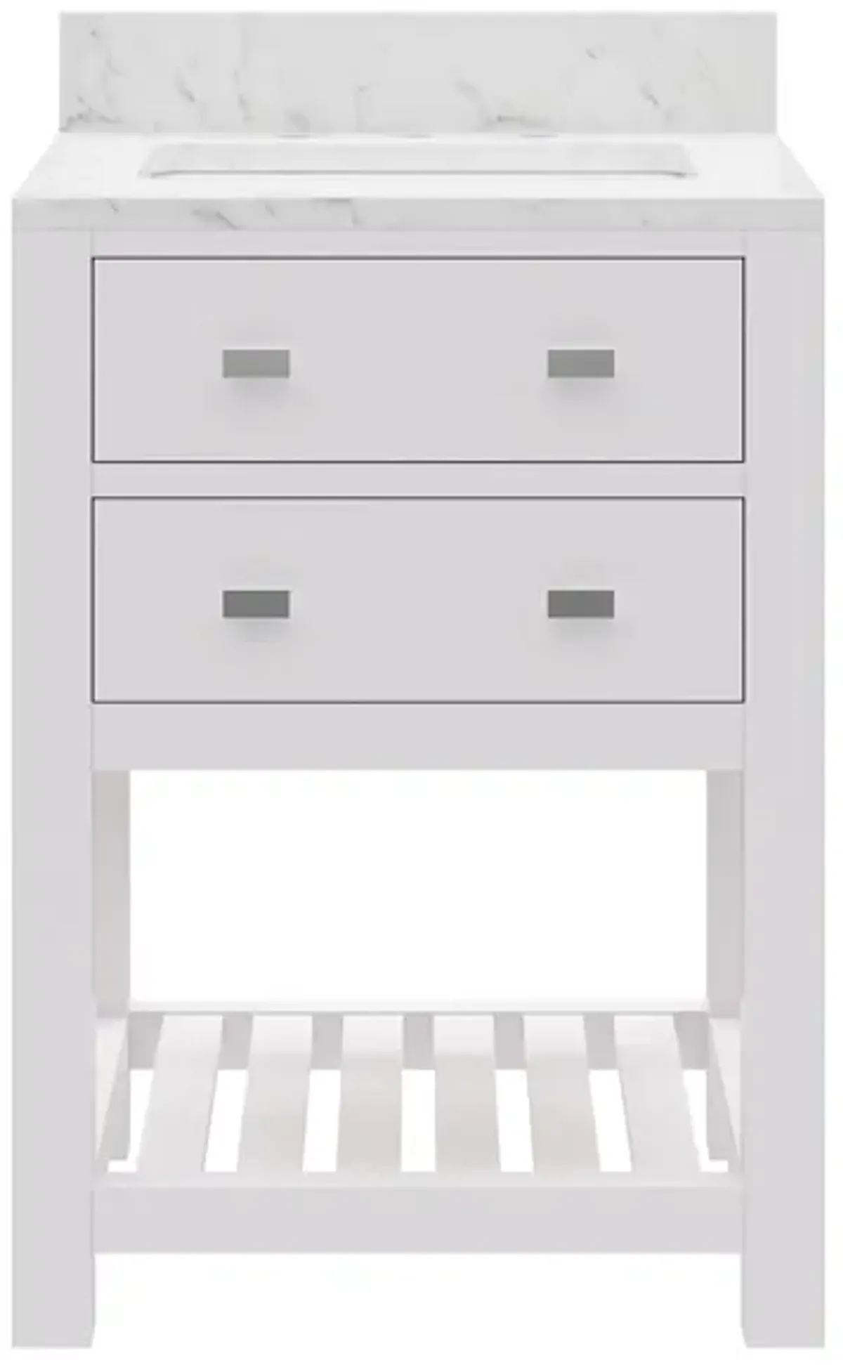 Madalyn 24 In. Single Sink Carrara White Marble Countertop Bath Vanity in Pure White