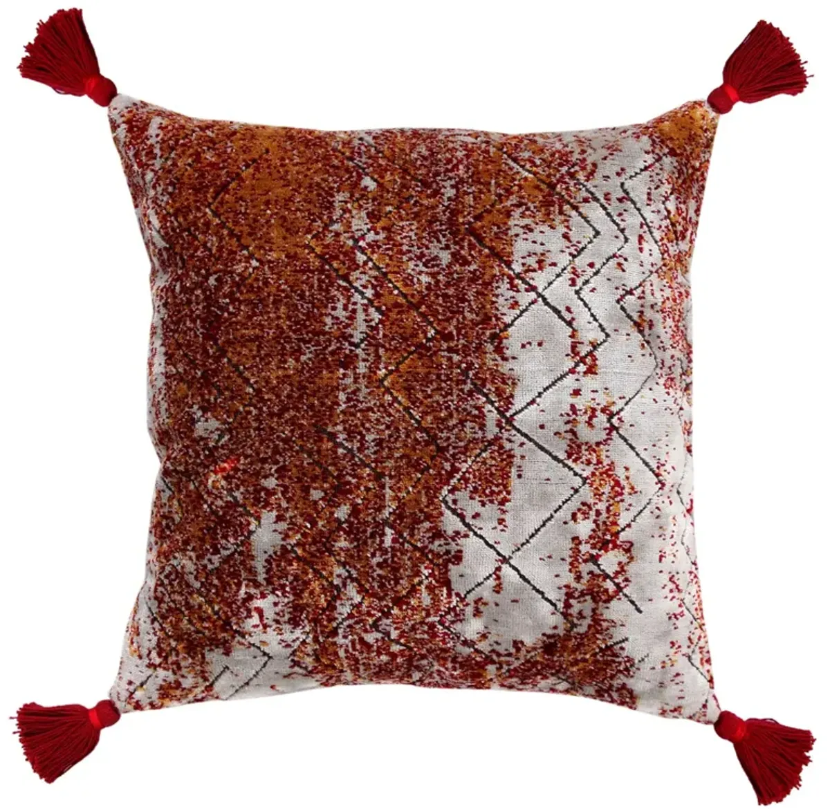 20" Red and Silver Traditional Textured Square Throw Pillow