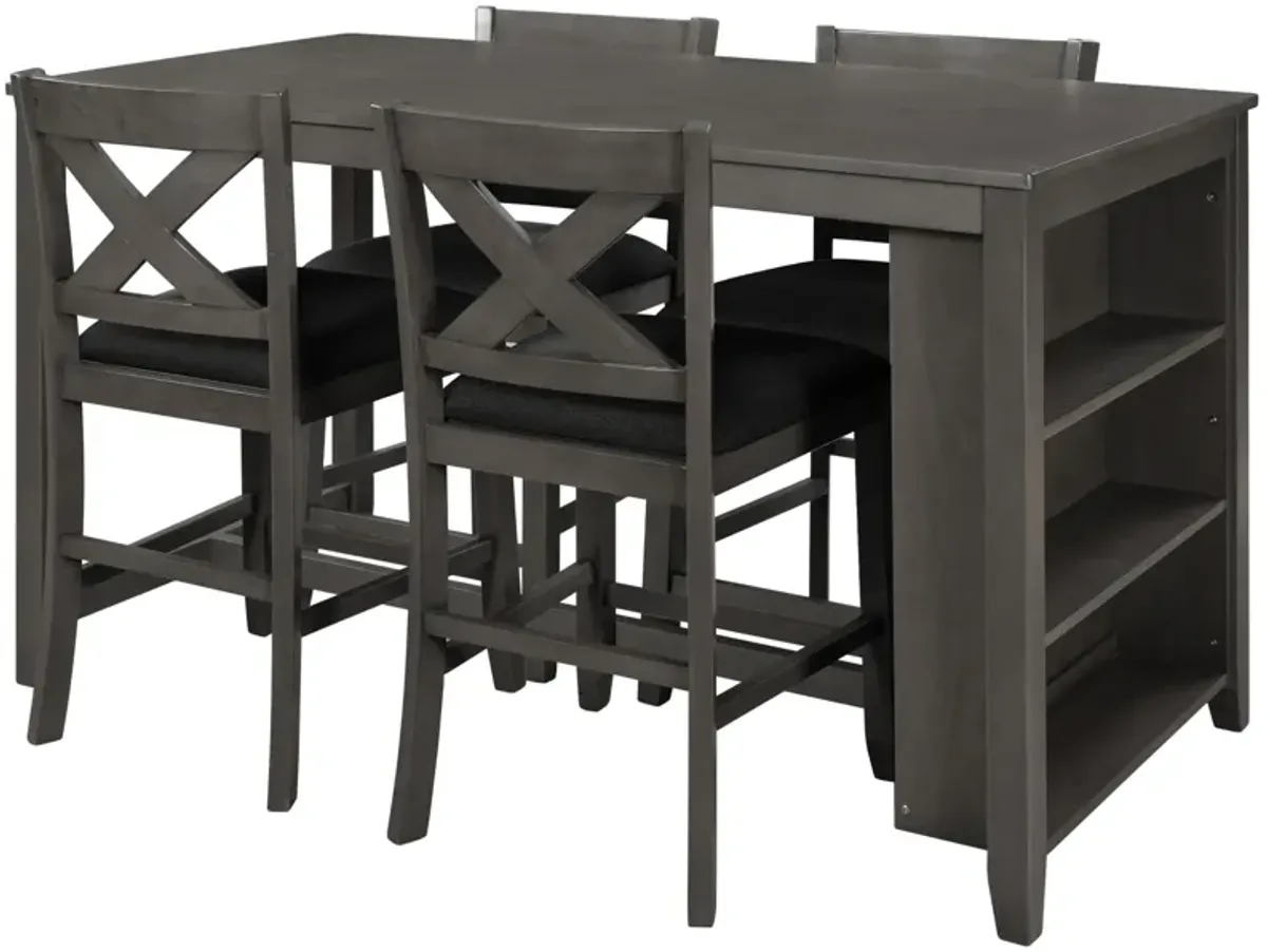 Merax 5 Pieces Counter Height Rustic Dining Table Set