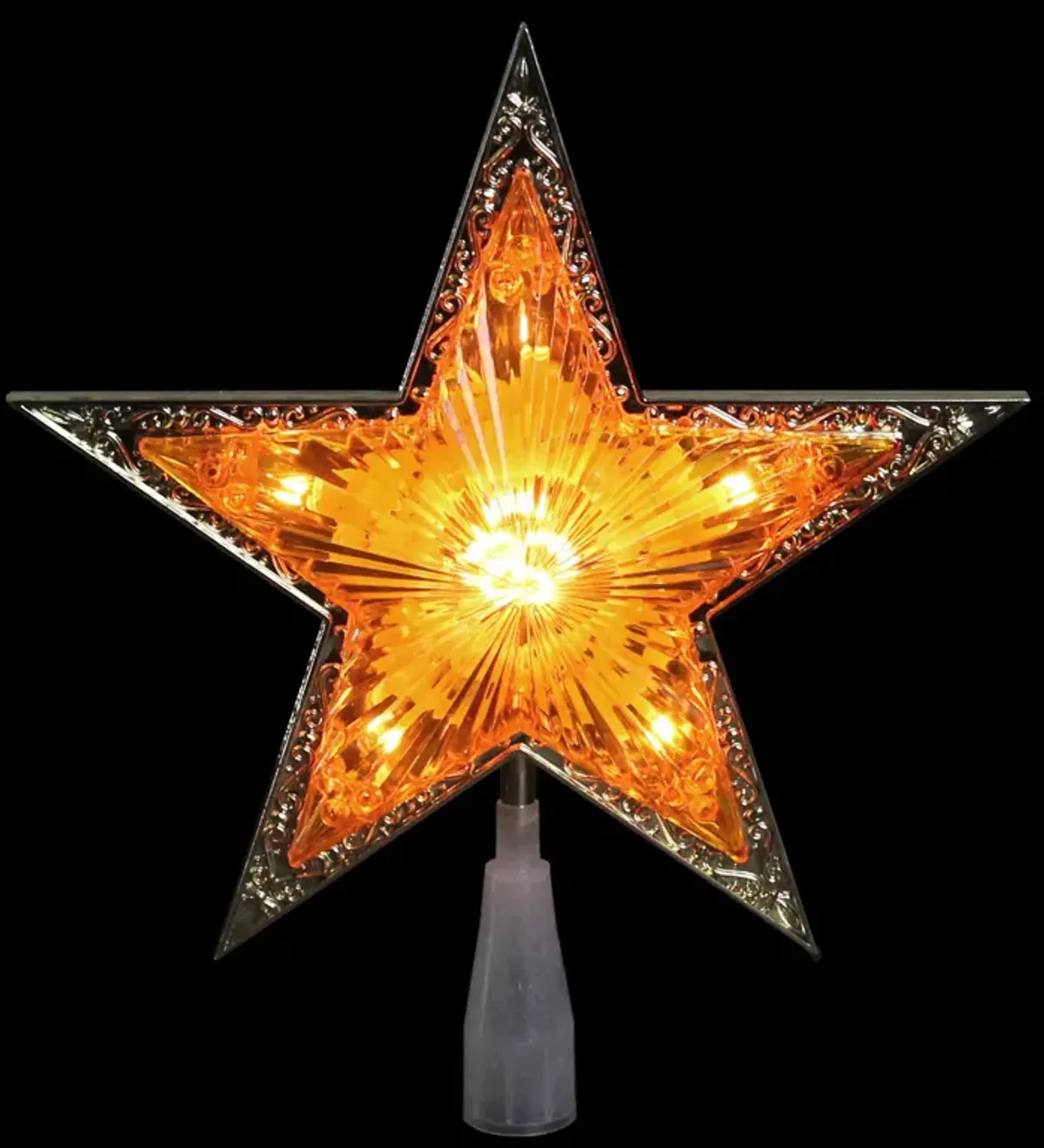 9" Pre-Lit Gold and Amber Crystal 5 Point Star Christmas Tree Topper - Clear Lights