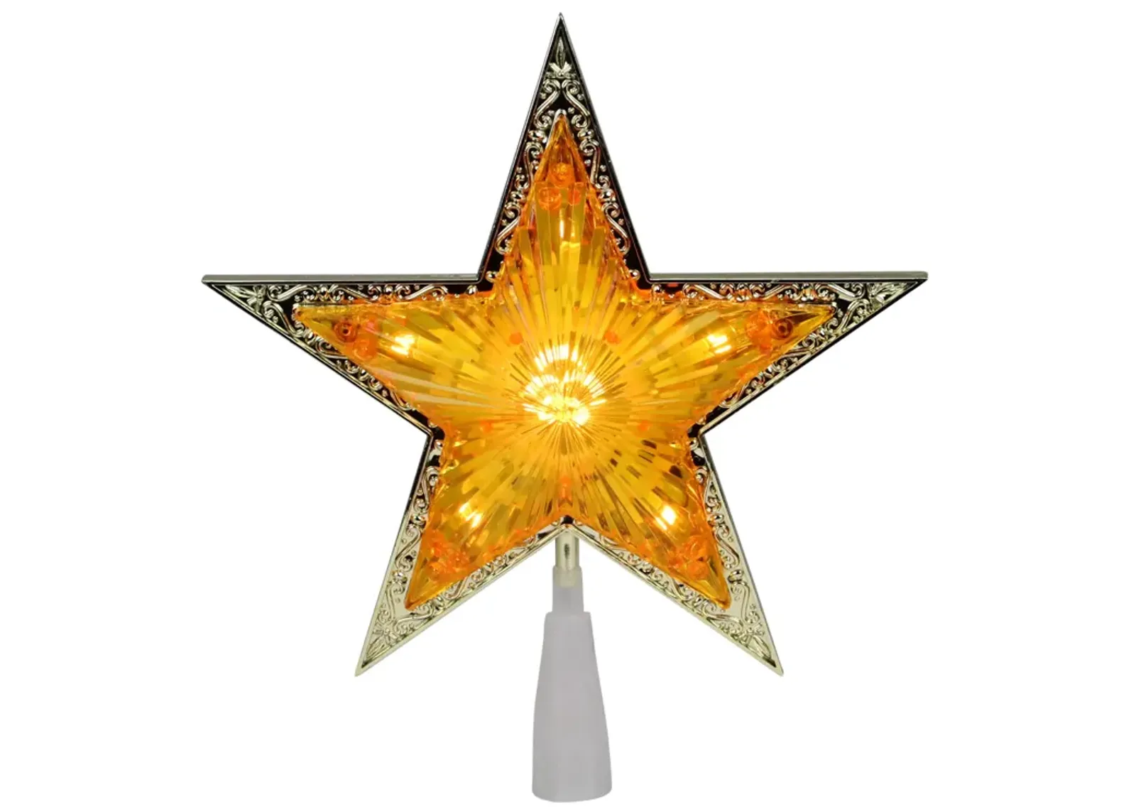 9" Pre-Lit Gold and Amber Crystal 5 Point Star Christmas Tree Topper - Clear Lights