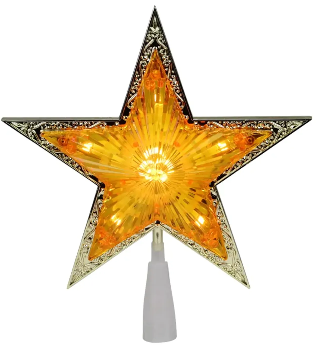 9" Pre-Lit Gold and Amber Crystal 5 Point Star Christmas Tree Topper - Clear Lights