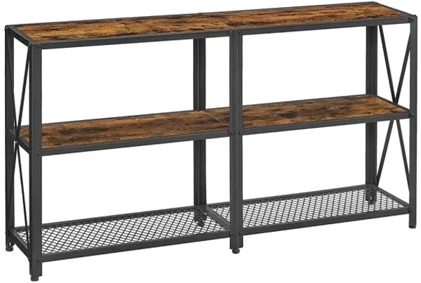 Hivvago Industrial Brown 3-Tier Sofa Table