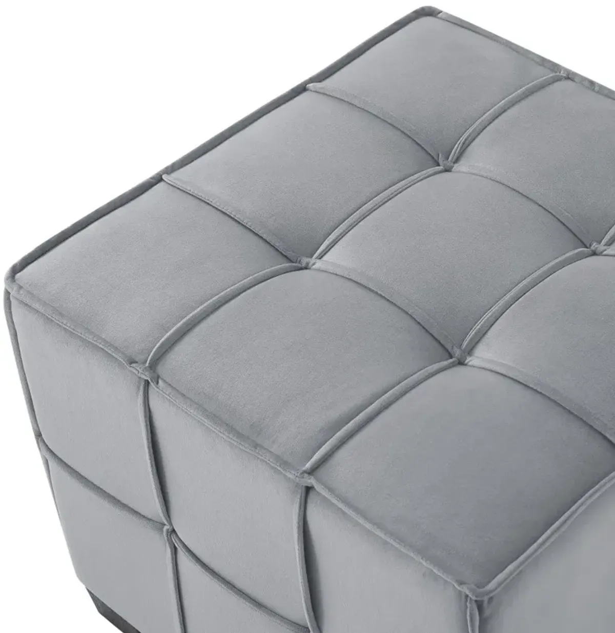 Hivvago 22" Light Grey Velvet And Black Cube Ottoman