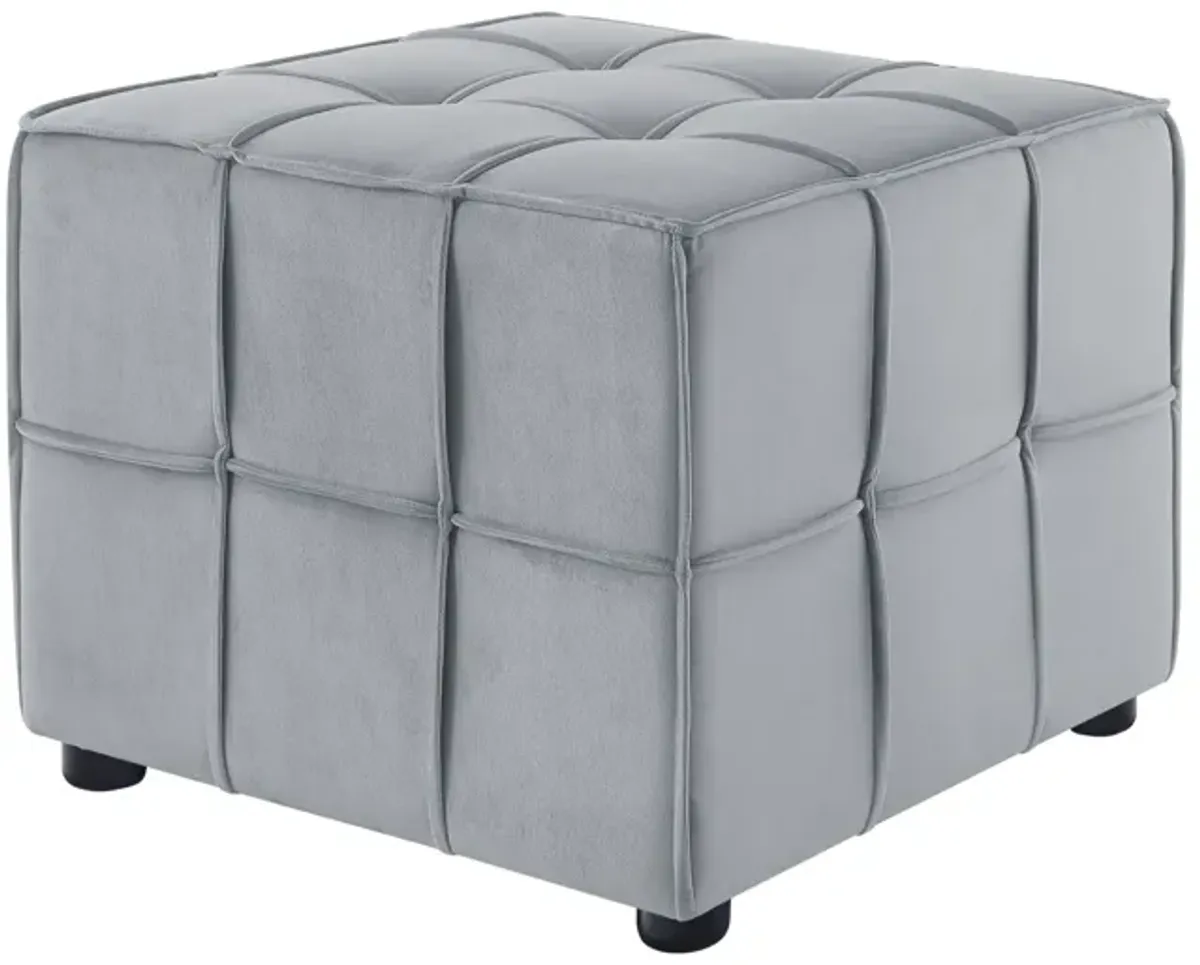 Hivvago 22" Light Grey Velvet And Black Cube Ottoman