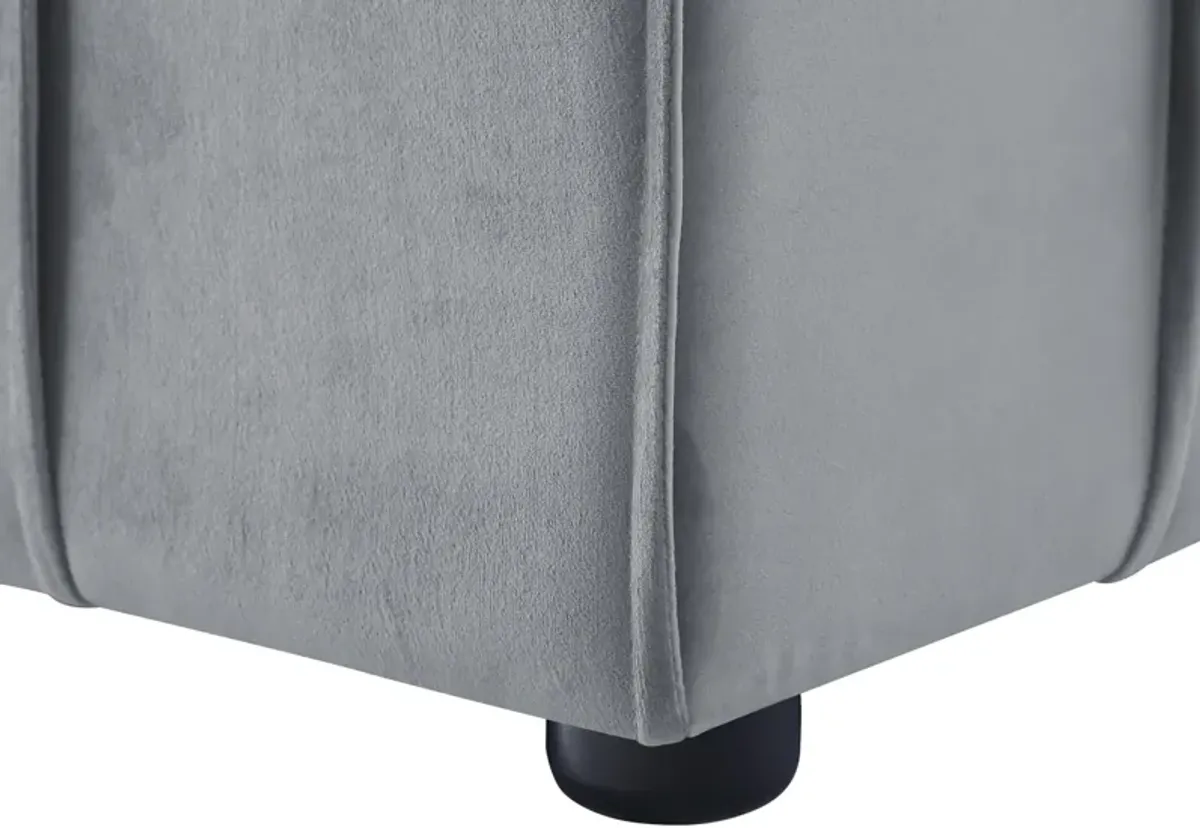 Hivvago 22" Light Grey Velvet And Black Cube Ottoman