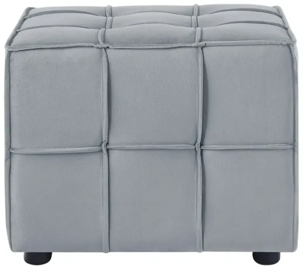 Hivvago 22" Light Grey Velvet And Black Cube Ottoman