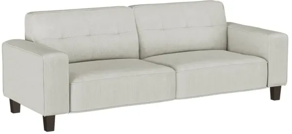Dero Sofa, 81 Inch, Light Gray Faux Corduroy, Modern Wide Track Arms - Benzara