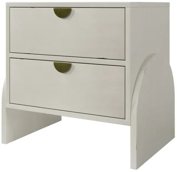 Merax Retro Style Rubber Wood Venner Two-Drawer Bed Side Table Nightstand End Table for Living Room