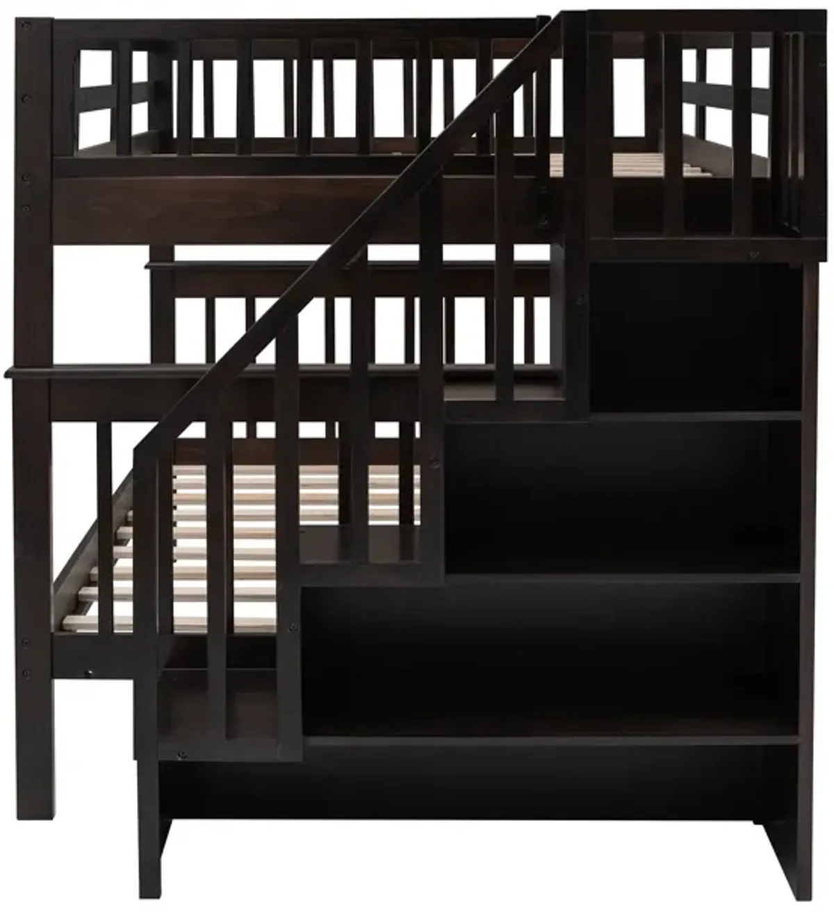 Modern Storage Bunk Bed with Open Shelves