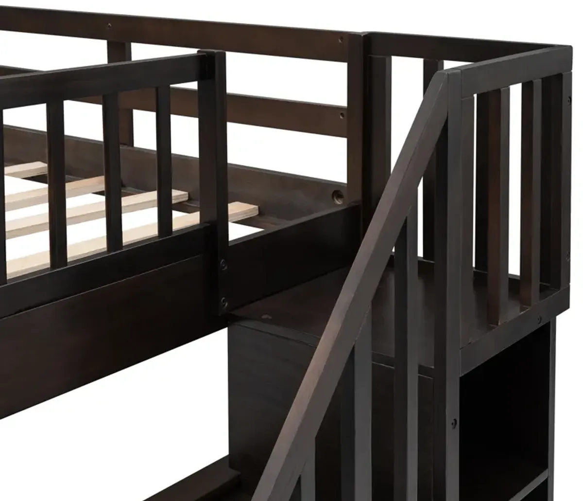 Modern Storage Bunk Bed with Open Shelves