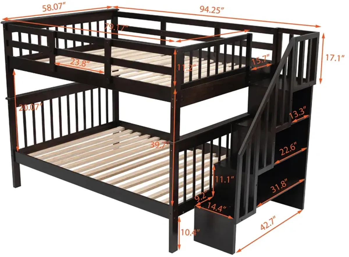 Modern Storage Bunk Bed with Open Shelves