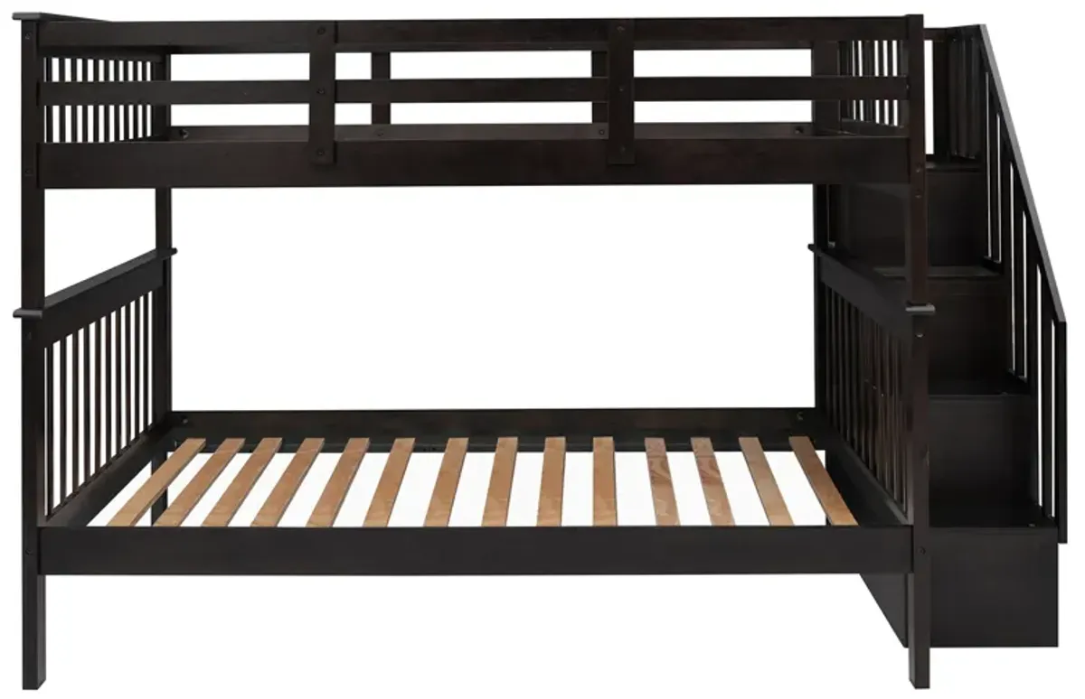 Modern Storage Bunk Bed with Open Shelves