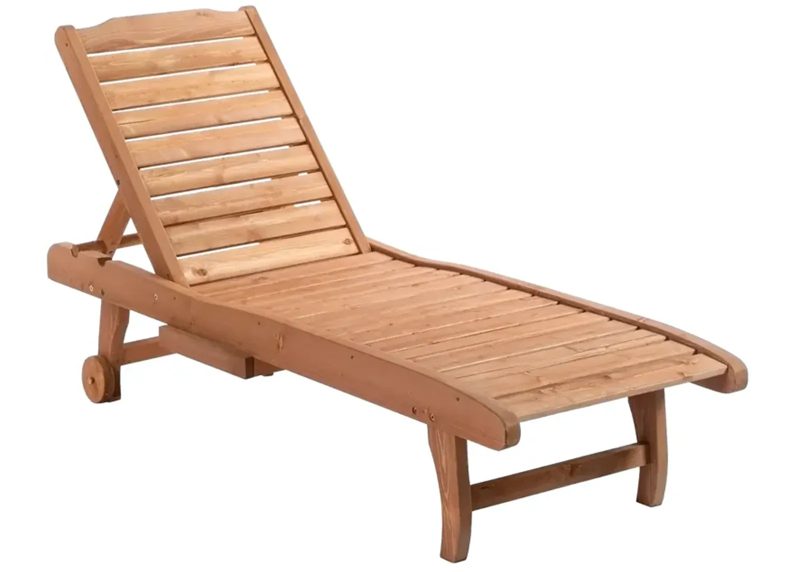 Poolside Lounger: Red Wood Look Chaise with Adjustable Back and Tray