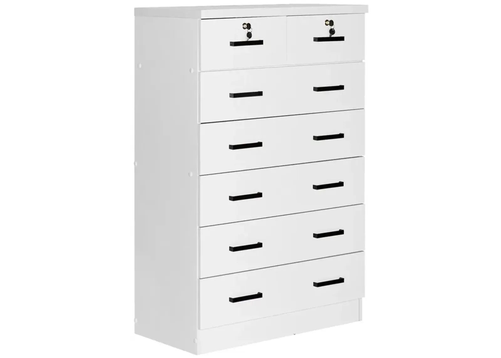 Better Home Products Cindy 7 Drawer Chest Wooden Dresser with Lock in White