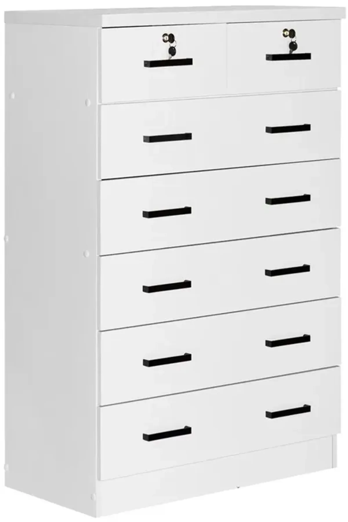 Better Home Products Cindy 7 Drawer Chest Wooden Dresser with Lock in White