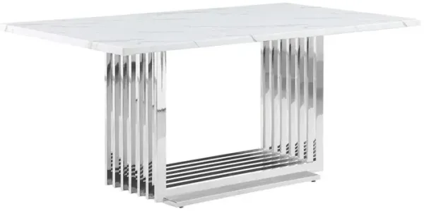 Best Quality Furniture 68 White marble table with a silver color base