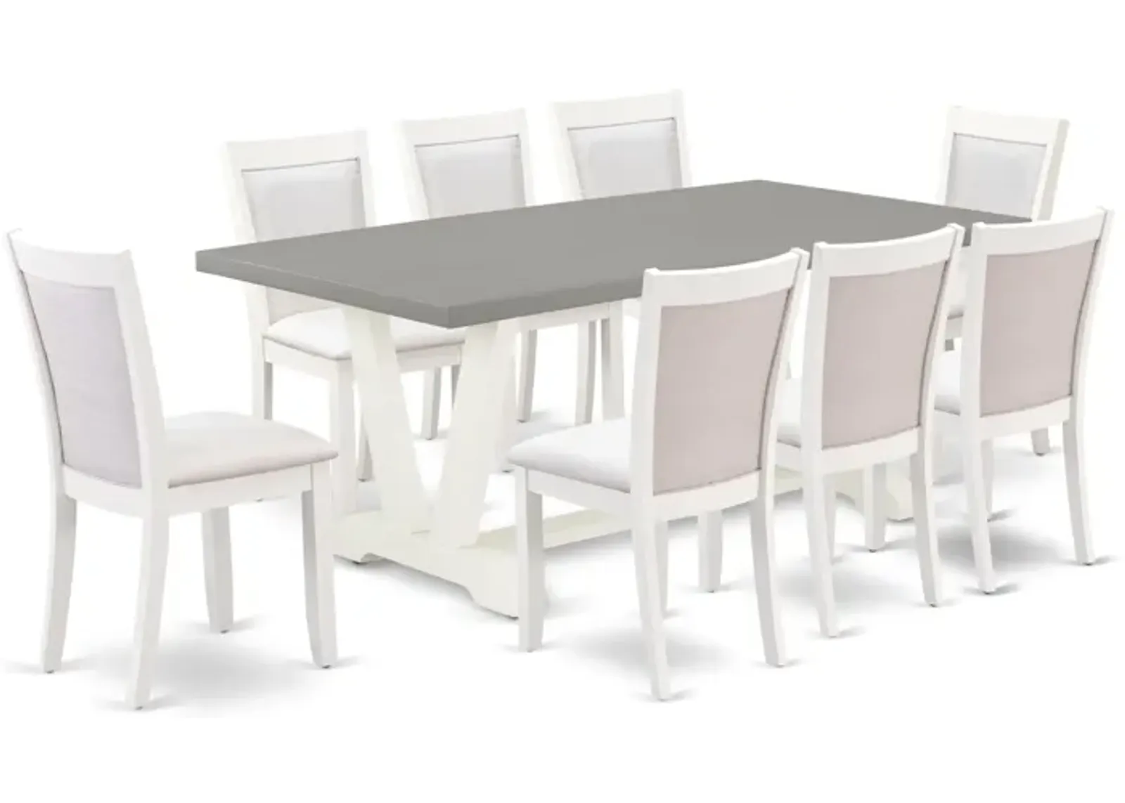 East West Furniture V097MZ001-9 9Pc Dining Set - Rectangular Table and 8 Parson Chairs - Multi-Color Color