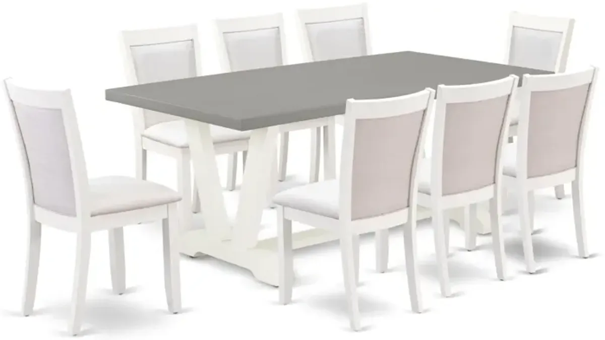 East West Furniture V097MZ001-9 9Pc Dining Set - Rectangular Table and 8 Parson Chairs - Multi-Color Color