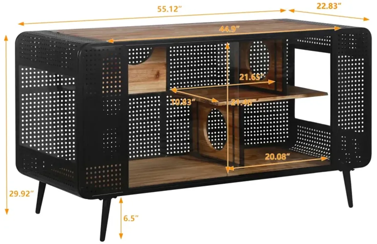 55.12" Spacious Cat House With Tempered Glass, For Living Room, Hallway, Study And Other Spaces