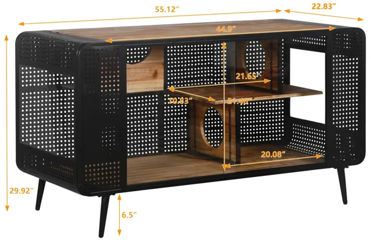 55.12" Spacious Cat House With Tempered Glass, For Living Room, Hallway, Study And Other Spaces