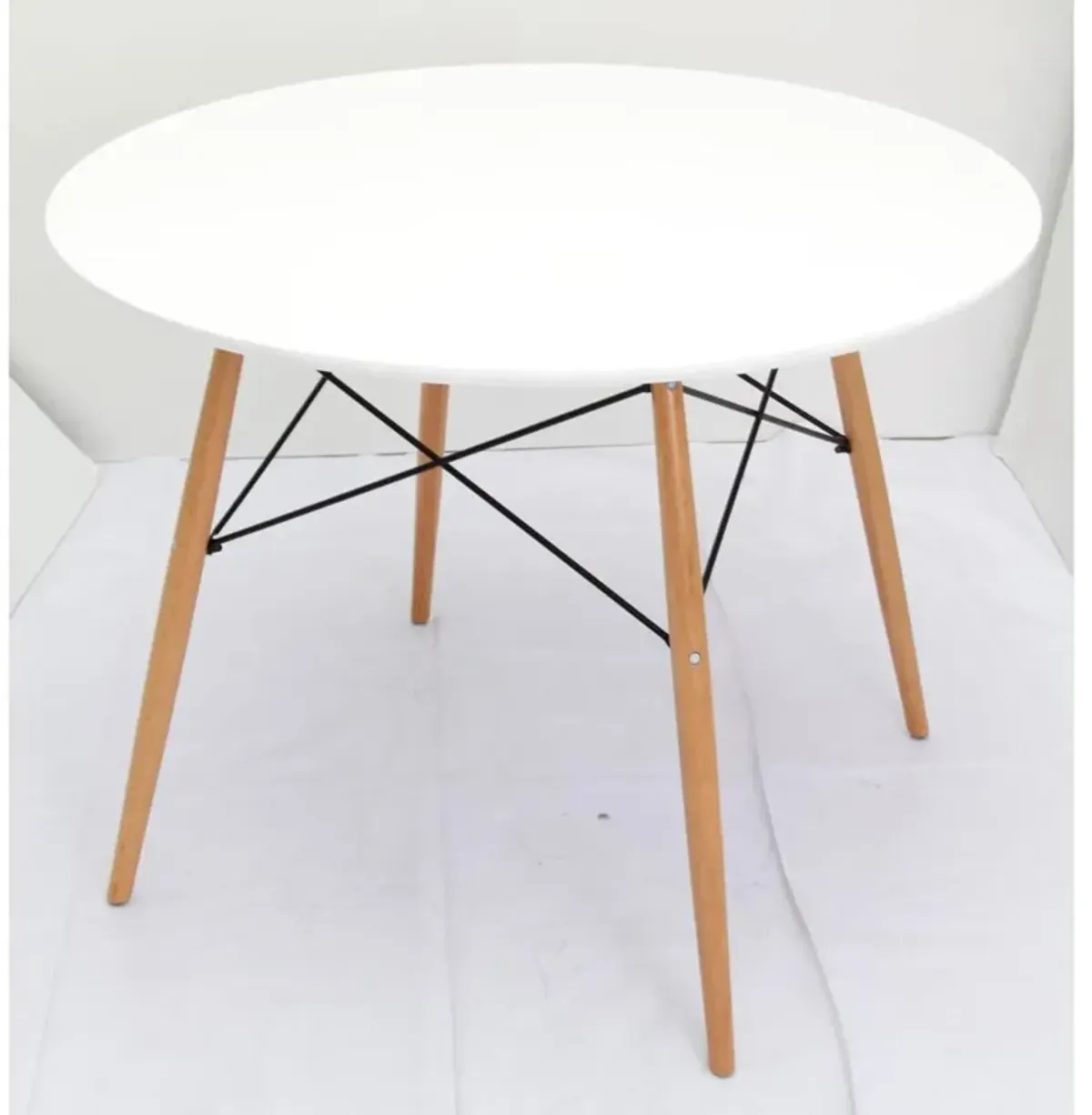 Mdf Round Top W/ Natural Beech Wood Legs