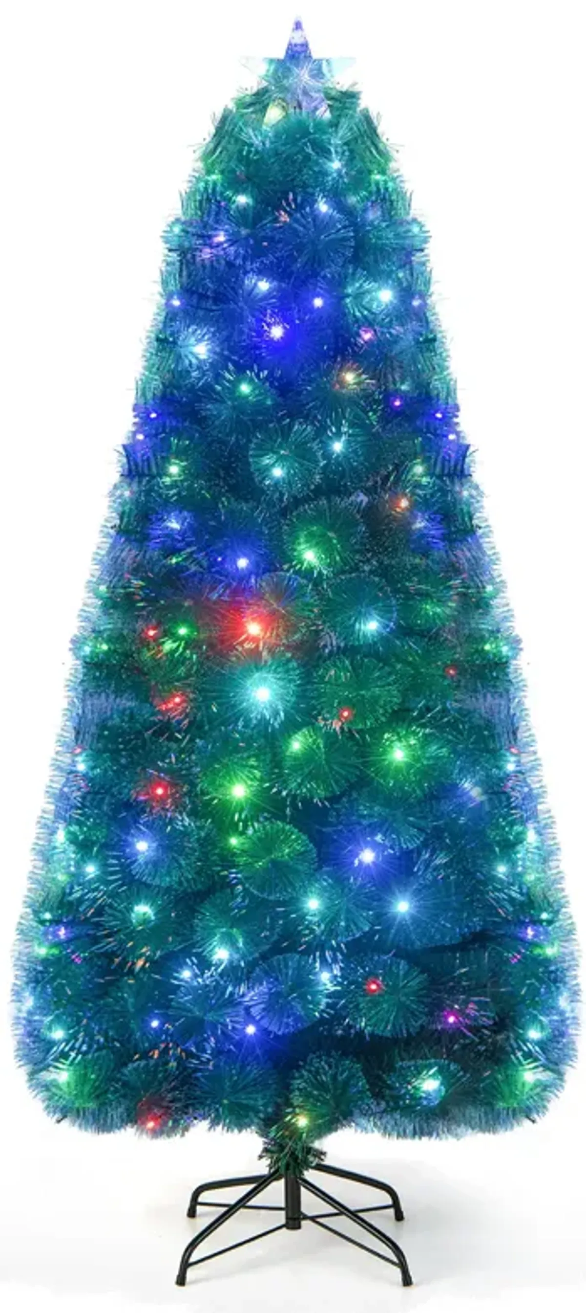 Pre-Lit Fiber Optic Christmas Tree with Multi-Color LED Lights and Top Star Light