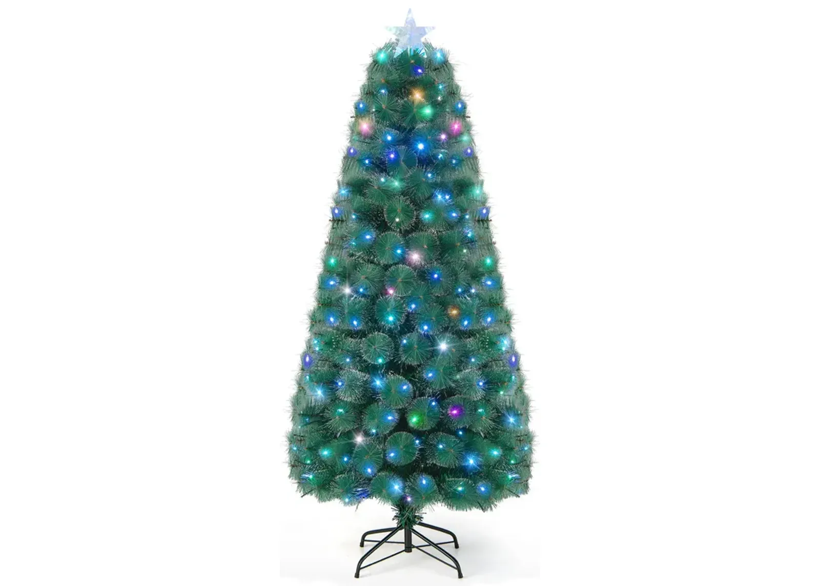 Pre-Lit Fiber Optic Christmas Tree with Multi-Color LED Lights and Top Star Light